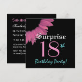 SUPPLISE 18歳の誕生日パーティーピンクヒマワリ 招待状 (正面/裏面)
