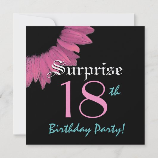 SUPPLISE 18歳の誕生日パーティーピンクヒマワリ 招待状 (正面)