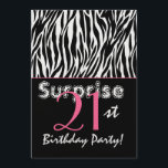 SUPPLISE 21stバースデーゼブラストライプ白黒 招待状<br><div class="desc">このゼブラストライプのデザインは、SUPPLISE 21歳の誕生日エレガントフォークへの招待状パーティーへのおもしろいお祝いである。すべての文字は完全にカスタマイズ可能です。 右上隅の「紙違うのオプション」タクリックブで、招待状タイプをを試すことができます。 このデザインは現在、誕生日に紙を招与え待し、輝く氷色の金属製のきらめくに取り上げられています。素敵！誕生日の選択をさらに表示するには、下のサクリックムネールを表示してください。</div>