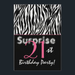 SUPPLISE 21stバースデーゼブラストライプ白黒 招待状<br><div class="desc">このゼブラストライプのデザインは、SUPPLISE 21歳の誕生日エレガントフォークへの招待状パーティーへのおもしろいお祝いである。すべての文字は完全にカスタマイズ可能です。 右上隅の「紙違うのオプション」タクリックブで、招待状タイプをを試すことができます。 このデザインは現在、誕生日に紙を招与え待し、輝く氷色の金属製のきらめくに取り上げられています。素敵！誕生日の選択をさらに表示するには、下のサクリックムネールを表示してください。</div>