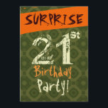 SUPPLISE 21st誕生日チョコレートグリーンオレンジW505 招待状<br><div class="desc">この文字付きチョコレートブラウン、カキグリーン、カボチャオレンジのデザインは、グランジ21歳の誕生日エレガントパーティーのに招待状お祝いを行うおもしろいとなっている。すべての文字は完全にカスタマイズ可能です。 右上隅の「紙違うのオプション」タクリックブで、招待状タイプをを試すことができます。 お誕生日に紙を招待して光を浴び与える氷色の金属製のフェスティバルをお勧めします。素敵！</div>