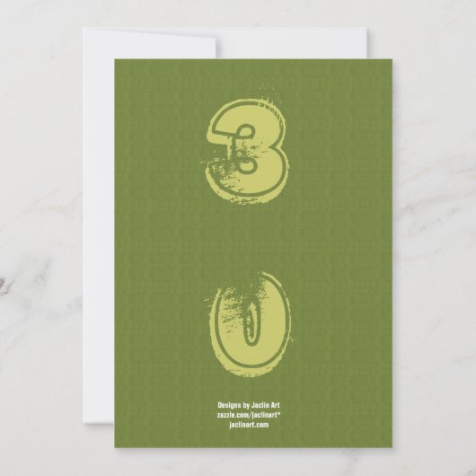 SUPPLISE 30歳の誕生日軍とオリーブ·グリーンV9 招待状 (裏面)