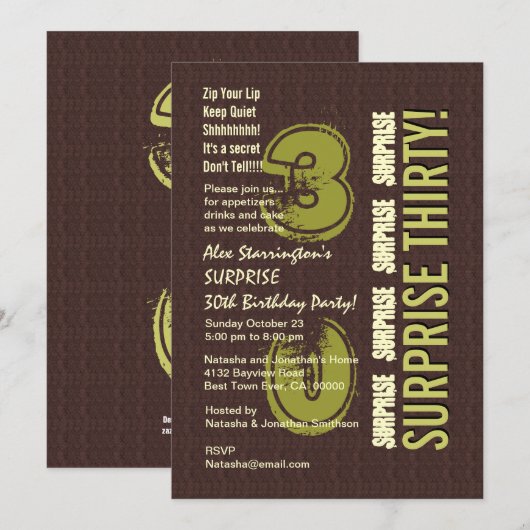 SUPPLISE 30歳の誕生日V10 招待状 (正面/裏面)