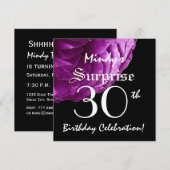SUPPLISE 30歳誕生日パーティーパープルバラW064 招待状 (正面/裏面)