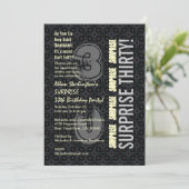 SUPPLISE 30歳誕生日ブラックシルバーアイボリーV4 招待状 (スタンド正面)