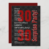 SUPPLISE 30th誕生日白黒レッドF001 招待状 (正面/裏面)