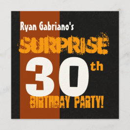 SUPPLISE 30th Barthday モダン Black and金ゴールドW569 招待状