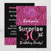 SUPPLISE 30th Birstday Pink and Wine Zebra G400 招待状 (正面/裏面)