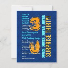 SUPPLISE 30th Birthday モダン Blue and F545(青と金ゴールド) 招待状