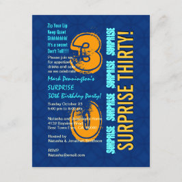 SUPPLISE 30th Birthday モダン Blue and F545(青と金ゴールド) 招待状