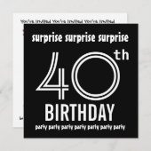 SUPPLISE 40歳の誕生日パーティー白黒テンプレート 招待状 (正面/裏面)