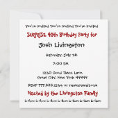 SUPPLISE 40歳の誕生日パーティー白黒テンプレート 招待状 (裏面)