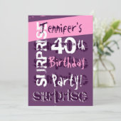 SUPPLISE 40歳の誕生日パーティー紫色のテンプレート 招待状 (スタンド正面)