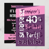 SUPPLISE 40歳の誕生日パーティー紫色のテンプレート 招待状 (正面/裏面)