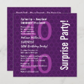 SUPPLISE 40歳誕生日紫モダン白W1868 招待状 (正面/裏面)