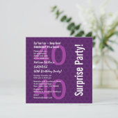 SUPPLISE 40歳誕生日紫モダン白W1868 招待状 (スタンド正面)