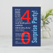 SUPPLISE 40歳誕生日赤白青D345 招待状 (スタンド正面)