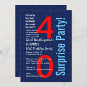 SUPPLISE 40歳誕生日赤白青D345 招待状 (正面/裏面)