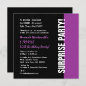 SUPPLISE 40歳誕生日黒モダン紫W1466 招待状 (正面/裏面)