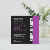 SUPPLISE 40歳誕生日黒モダン紫W1466 招待状 (スタンド正面)