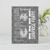 SUPPLISE 40th誕生日グレーとホワイトG303 招待状 (スタンド正面)