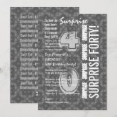 SUPPLISE 40th誕生日グレーとホワイトG303 招待状 (正面/裏面)