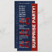 SUPPLISE 40th誕生日モダンパーティー青赤V01 招待状 (正面/裏面)