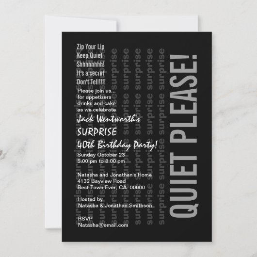 SUPPLISE 40th誕生日白黒レッドC321 招待状 (正面)