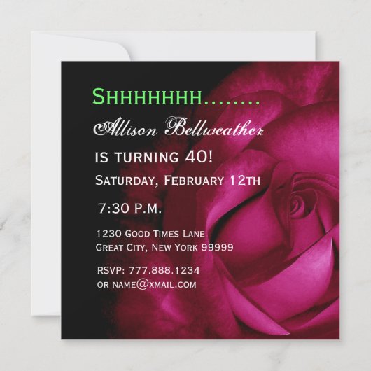 SUPPLISE 40th Barthday Red Rose E004 招待状 (裏面)