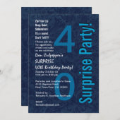 SUPPLISE 40th Birthday モダン Blue Z523 招待状 (正面/裏面)