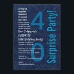 SUPPLISE 40th Birthday モダン Blue Z523 招待状<br><div class="desc">このモダン40回目の誕生日デザインは、青の色で表示され、40回目の誕生日パーティーを驚くほどにお客様に招待状させる方法です。すべての文字は完全にカスタマイズ可能です。    外観の文字色を変更でき違うます。氷色の金属紙をお勧めします与え招待状はフェスティバルきらめくで輝きます</div>