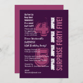 SUPPLISE 45th誕生日紫とピンク 招待状 (正面/裏面)