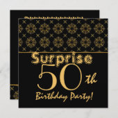 SUPPLISE 50誕生日金ゴールドブラックヴィンテージW1904 招待状 (正面/裏面)