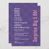 SUPPLISE 50th誕生日パモダンープルピンクG351 招待状 (正面/裏面)