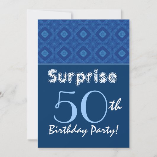 SUPPLISE 50th誕生日ブルーダイヤモンドパターン 招待状 (正面)