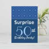 SUPPLISE 50th誕生日ブルーダイヤモンドパターン 招待状 (スタンド正面)