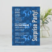 SUPPLISE 50th誕生日ブルーモダンパターンG209 招待状 (スタンド正面)