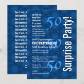 SUPPLISE 50th誕生日ブルーモダンパターンG209 招待状 (正面/裏面)