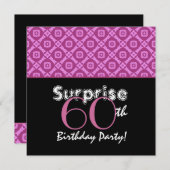 SUPPLISE 60歳の誕生パーティーピンクの花 招待状 (正面/裏面)