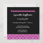 SUPPLISE 60歳の誕生パーティーピンクの花 招待状 (裏面)