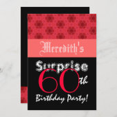 SUPPLISE 60th誕生日レッド&ブラックスターズL001 招待状 (正面/裏面)