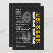 SUPPLISE 60th モダン誕生日木炭金ゴールドW206 招待状 (正面/裏面)