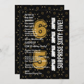 SUPPLISE 65th誕生日·金ゴールドとブラックW199A 招待状 (正面/裏面)