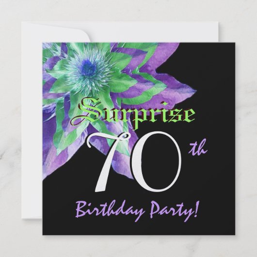 SUPPLISE 70歳誕生パーティカラフルーW072花 招待状 (正面)