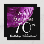 SUPPLISE 70歳誕生パーティー紫バラW067 招待状 (正面/裏面)