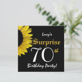 SUPPLISE 70th誕生日イエローヒマワリW1777 招待状 (スタンド正面)
