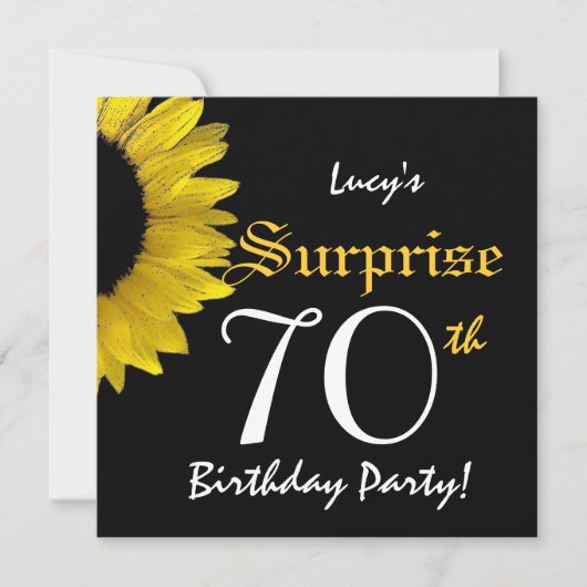 SUPPLISE 70th誕生日イエローヒマワリW1777 招待状 (正面)