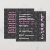 SUPPLISE 70th誕生日グレーピンクレトロパターン 招待状 (正面/裏面)