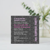 SUPPLISE 70th誕生日グレーピンクレトロパターン 招待状 (スタンド正面)