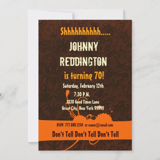 SUPPLISE 70th誕生日ブラウンアイボリーオレンジC734 招待状 (裏面)